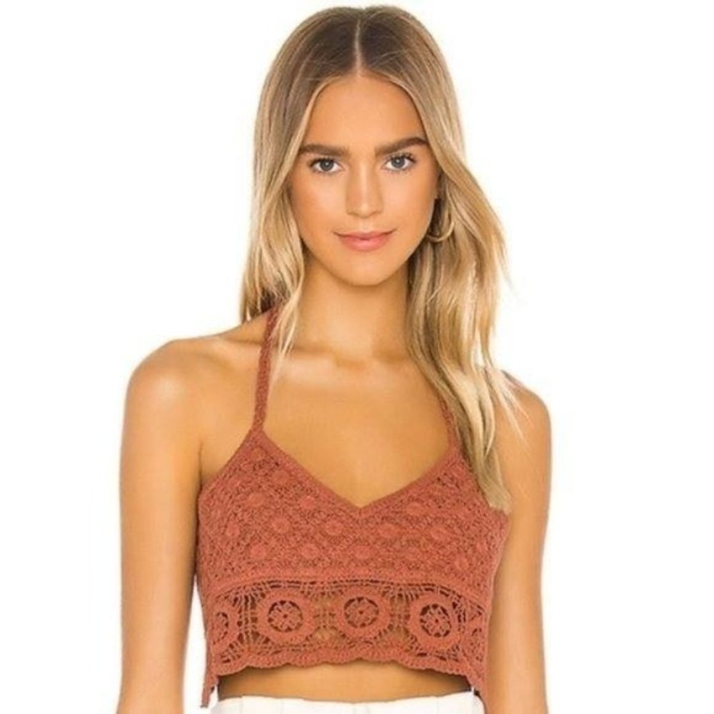 Free People Sydney Crochet Top in Terracotta